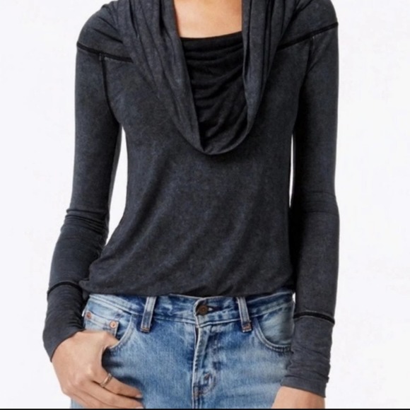 Free People We The Free  Cosmo Cowl Neck Top Long Sleeve Gray Size XS - Picture 11 of 11